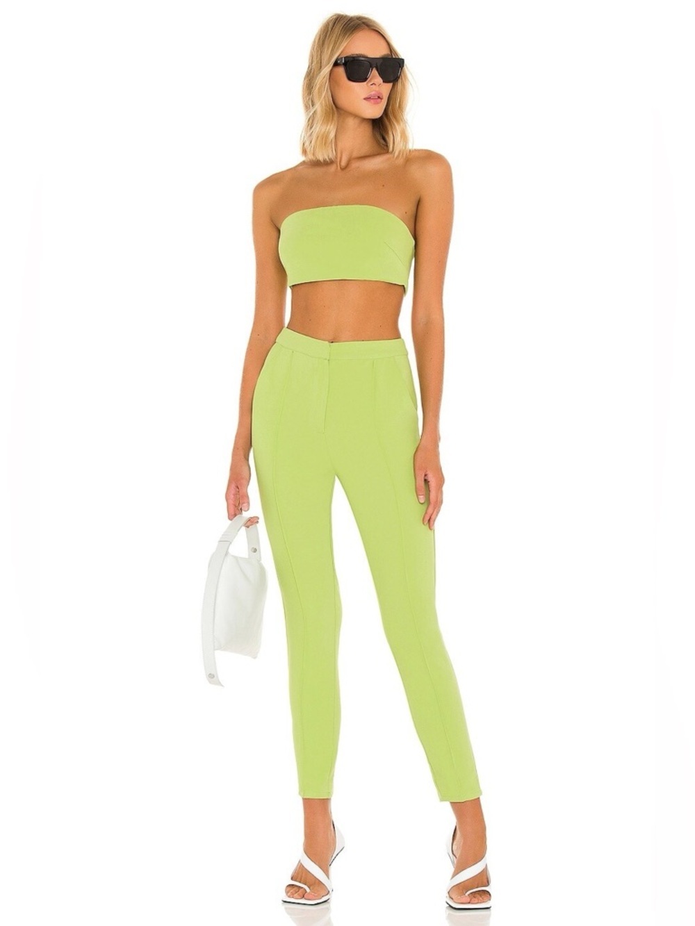 Superdown Green Two-Piece Set | Strapless Micro Crop Top & High-Waisted Trousers - Picture 2 of 12